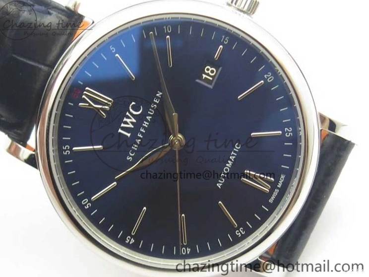 MIROTIME 0402 Refined Portofino Automatic SS MKF 1:1 Best Edition Blue Dial On Blue Leather Strap MIYOTA 9015 V 7201